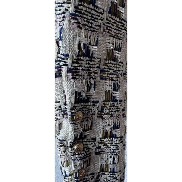 $795 NEW L'AGENCE Women's Angelina Ivory Multi Tweed Plaid Jacket Blazer Size 10 - Picture 9 of 9